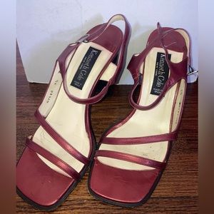 Kenneth Cole New York- open toed cognac colored strap heels